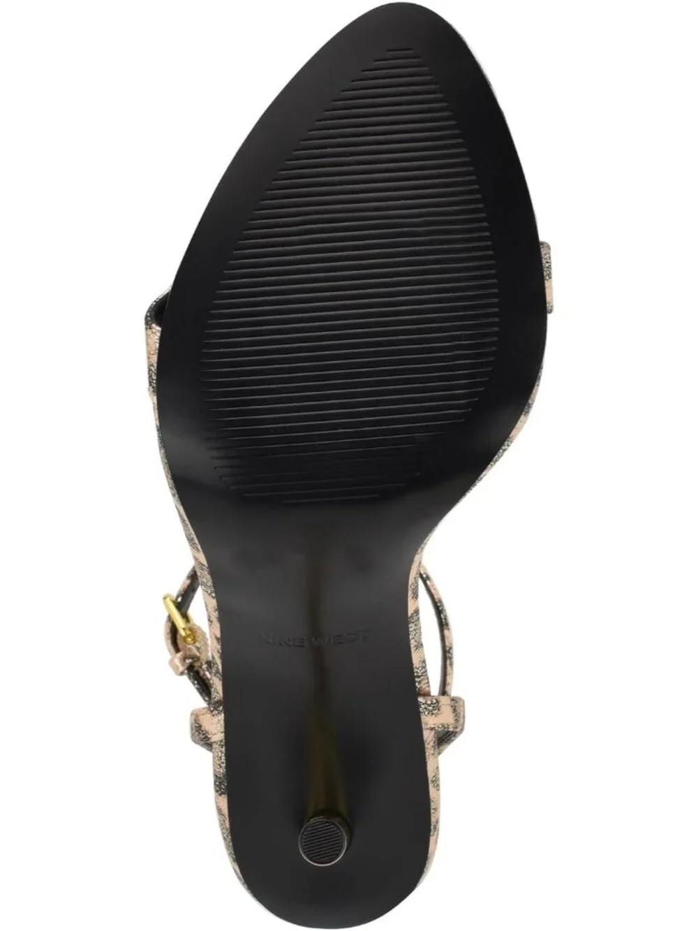 Women Gold Shimmer Leopard Open Toe Ankle Strap Reina Stiletto Heel Sandal Shoes